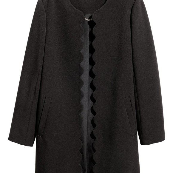 H&M - Black Scalloped Coat SZ 4 NWOT - Picture 5 of 5
